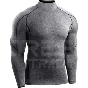 Premium 2025 T-shirts de compression de fibres pour hommes adultes motif solide chemise à col rond vêtements en gros - Product Image 3