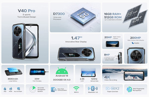 Doogee V40 Pro 5G โทรศัพท์ที่ทนทาน6.78 "FHD 16GB + <span class=keywords><strong>512GB</strong></span> MTK dimensity 7300 200MP Ai กล้อง8680mAh Android 14โทรศัพท์สำหรับเล่นเกม - Product Image 2