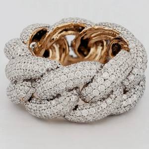 แหวนเพชร VVS สแตนเลสสตีล ทรง Eternity คลาสสิค ทรงมาร์คีส์ คิวบา สำหรับผู้หญิง รับรองโดย IGI ชุบทอง 14K คุณภาพสูง - Product Image 2