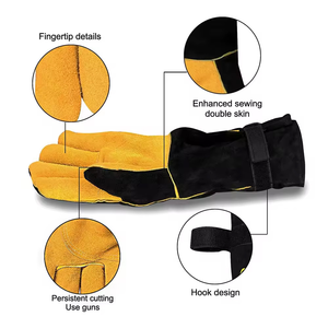 Guantes protectores de soldadura para Tig Mig Arc y Stick Welding Cuero grueso a prueba de fuego con cómodo para una cobertura adicional del antebrazo - Product Image 6