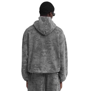 Sweat à capuche épais 6XL surdimensionné en éponge française pour hommes 100% coton épais 500 Gsm fermeture éclair Streetwear broderie 3D imprimé solide - Product Image 3