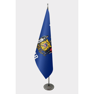 Drapeau d'intérieur personnalisé du Wisconsin 3x5 pieds, style fanion, imprimé numériquement en soie polyester, aluminium, automobile, assurance, éducation - Product Image 1