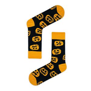 Breathable <b>Warm</b> Nylon Halloween <b>Socks</b> Multiple Pumpkin Prints Striped Jacquard Patterns One Fits All-for Daily Use Winter Spring - Product Image 1