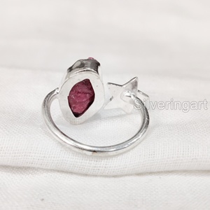 Bijoux en pierre brute Bague pour femme Pierre précieuse rubis naturel Pierre de naissance de juillet Bague en pierre étoile Bijoux de déclaration Bague en argent sterling 925 - Product Image 5
