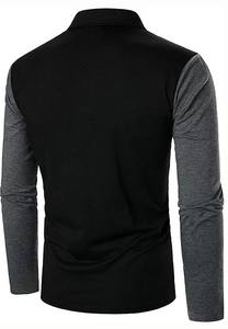 T-shirt polo personnalisable de haute qualité pour hommes avec manches longues nouveau style tissu de toile à motif solide - Product Image 6