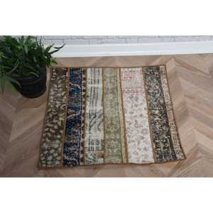 พรมวินเทจตุรกีขนาด 2.2x2.3 ฟุต พรมขนาดเล็ก พรมขนสัตว์สีน้ำตาล - Product Image 5