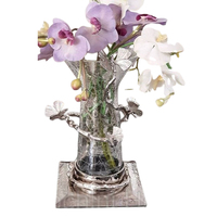 Vase de présentation de table fonctionnel en fer côtier 5 paires de qualité supérieure fait à la main Vase à fleurs en métal plaqué or en aluminium
