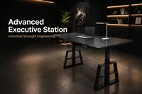 Bureau debout électrique durable en fer avec fonction de réglage en hauteur et pieds en A blancs pour une stabilité accrue