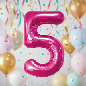 Palloncini Numero Party Love Fucsia N5 45cm Confezione da 12 Pezzi - Product Image 3