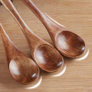 Cuchara de madera rústica para servir sopa de arroz y curry con acabado liso y elegante diseño de madera - Product Image 2