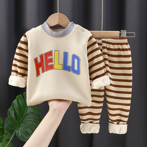 Atacado de Roupa Íntima Infantil Nova Coleção 2025: Conjunto de Pijama Quente de Inverno com Estampa de Desenho Animado e Forro de Flanela para Meninos e Meninas (2 Peças) - Product Image 3