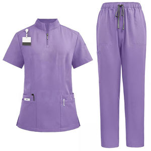 Cómodos juegos de exfoliación de hospital de alta calidad Tela tejida duradera Enfermera Trabajo médico Fig Scrub Set Manga corta Unisex Scrub Top - Product Image 4