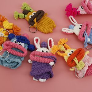 Porte-clés en crochet faits main mignons, étui à clés rétractable en fil à motif bouche <span class=keywords><strong>de</strong></span> saucisse, pochette à monnaie monstre à grande bouche, accessoires <span class=keywords><strong>de</strong></span> sac - Product Image 3