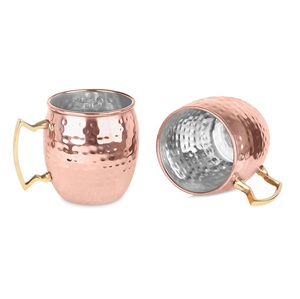 Moscow Mule <b>Mugs</b> <b>Set</b> of 4 Pcs Handcrafted Pure Solid Copper Cups with Hammered - Product Image 5