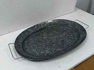 Plat à pizza ovale en métal blanc foncé à pois, résistant aux hautes températures, design industriel, 28/30 cm, VISHAL HANDICRAFT, produit OEM - Product Image 5