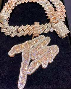 2.50Ct Real Diamond Classic Pendant Carta personalizada 14K Chapado en oro amarillo Joyería de plata esterlina Colgantes finos Encanto de fiesta - Product Image 1