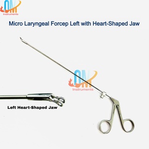 Pinzas microquirúrgicas laringeas ENT 45 con mandíbula en forma de corazón izquierda, sólidas, de 22 cm, de acero inoxidable, autoclavables, reutilizables, para cirugía de precisión del laringe - Product Image 2