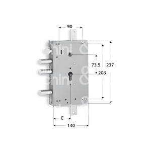 SERRURE CYLINDRE art. 868 3 lancers et loquet Cylindre en forme zingué non inclus Tiges non incluses - Product Image 1