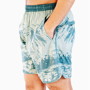 กางเกงขาสั้นผู้ชายขายดี 100% โพลีเอสเตอร์ พิมพ์ลายแบบซับลิเมชั่น ใช้ได้ทั่วไป เอวกลาง คุณภาพสูง ขายดี ลายเรียบ แห้งเร็ว - Product Image 4