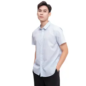 Camisa de algodón Oxford personalizable libre de arrugas color sólido casual blanco/azul/gris para hombres a granel de Vietnam