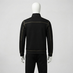 Ensemble de survêtement noir à capuche pour homme, veste athlétique à fermeture éclair intégrale, pantalon de jogging, vêtements de sport, entraînement, gym, course à pied, fitness, décontracté - Product Image 3