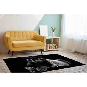 Tapis imprimé - Tapis personnalisé, facile à nettoyer, chat noir, avec poils doux - Product Image 4