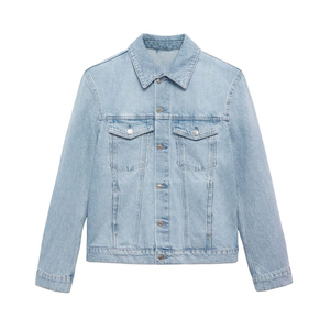 Nouvel arrivage de veste classique en jean bleu clair à coupe ample pour hommes, veste unisexe en jean décontractée en coton pour l'extérieur, style tendance - Product Image 3
