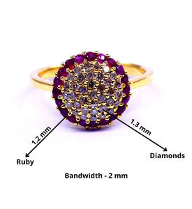 Lujo 14K oro rubí piedras preciosas anillo elegante clásico de moda anillo de dedo de diamante para bodas y fiestas - Product Image 2