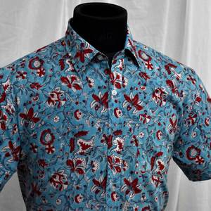 Camisas de manga corta a rayas para hombre, tela Cambric de algodón suave con estampado de bloque de mano indio, el mejor precio, oferta de temporada de primavera - Product Image 5