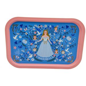 Plateau de service rectangulaire de luxe sur le thème de cendrillon 285x400mm en aluminium argenté et bois avec verre pour la décoration intérieure - Product Image 1