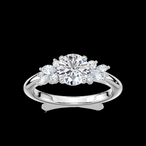 Bague de fiançailles halo en diamant de laboratoire rond de 2,00 CTW, sertie classique à griffes, bande pavée en or massif 14 carats, bague de mariée pour femmes - Product Image 2