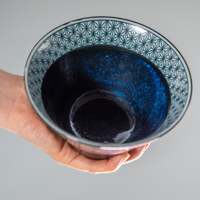 Bol à ramen Asanoha Indigo, céramique de haute qualité, motif traditionnel en feuille de chanvre, capacité de 760 ml (25,7 fl oz), fabriqué au Japon
