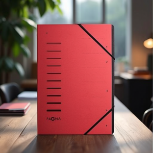 PAGNA Red Filing <b>Folder</b> with 7 Black Compartments for DIN <b>A4</b> 240g/m Pressed Chipboard - Product Image 3