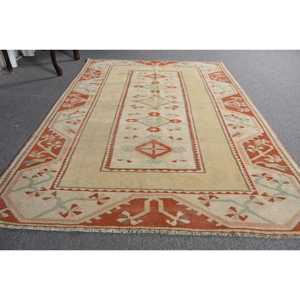 Tapis turc vintage 4,2x5,9 pi (129x181 cm), tapis Ikat marron - Product Image 3