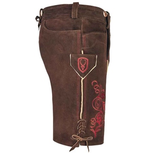 Tendance bavarois Lederhosen couleur claire en cuir ciré Oktoberfest Shorts pour hommes Style Vintage tenue traditionnelle allemande 2025 - Product Image 4