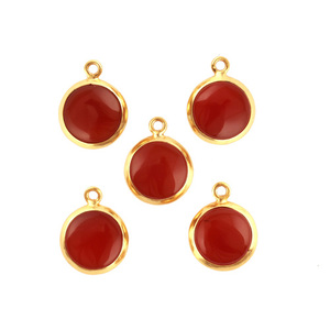 Raviving collection 12mm rond cornaline plaqué or connecteur simple bail réglage de lunette épaisse bricolage pendentif charmes composants - Product Image 1