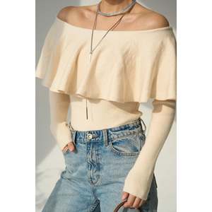 Pull à col plissé vanille - Product Image 2