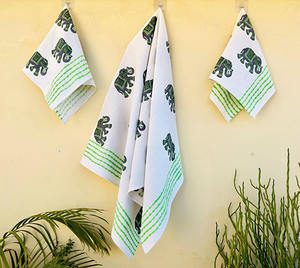 100% Cotton <b>Hand</b> Block Printed Bath <b>Towel</b> Soft Absorbent <b>Towels</b> <b>Bathroom</b> Sets of 3 Piece for the Household for Bath Washcloths - Product Image 4