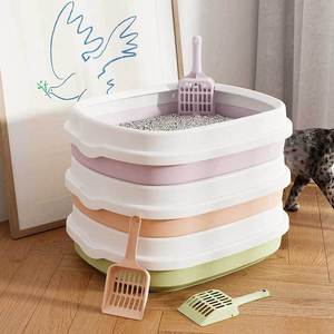 Extra <b>Large</b> Semi-Enclosed Cat <b>Litter</b> <b>Box</b> Anti-Splash PP Plastic Open Toilet for Cats - Product Image 1