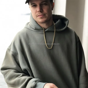 Embossed Logo Heavy Thick 1000 Gsm Men Hoodies Custom Brown Pullover Oversize Puff Hoodie No String Cotton Fabric Long Sleeve - Product Image 4