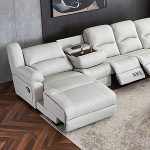 ชุดโซฟาหนังแบบยุโรปสำหรับสำนักงาน พร้อมคุณสมบัติแบบโมดูลาร์ ดีไซน์ทันสมัย เฟอร์นิเจอร์ห้องนั่งเล่นแบบปรับเอนได้ - Product Image 5