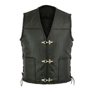 Gilet en cuir noir pour homme, nouvelle arrivée, personnalisation de la marque, gilet de moto avec design d'hiver pour la conduite à moto, personnalisé - Product Image 5