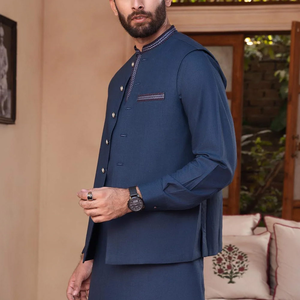 Conjunto de Moda Desi Personalizado al por Mayor para Hombre, Shalwar Kameez Transpirable, Talla Grande, Vestido Informal Islámico Pakistaní, Sin Arrugas, de Secado Rápido - Product Image 3