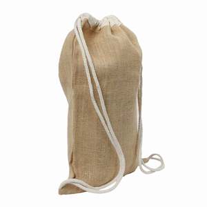 PKB13 Natural Burlap <b>Backpack</b> Large Jute <b>Drawstring</b> Bag for Daily Use Advertising Sports Fashion Travel Portable Carton Bag Gift - Product Image 5