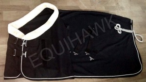 Alfombra de caballo de lana Polar de 220GSM más vendida, personalizable, de algodón de alta calidad, cuello de visón cruzado completo, características premium - Product Image 5