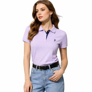 Polo pour femmes à séchage rapide en nylon et élasthanne, logo personnalisé, polo de sport, t-shirt de golf à manches courtes, polos de golf pour femmes en gros - Product Image 2