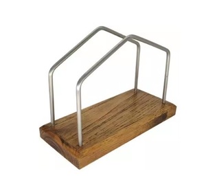 Servilletero de madera marrón quemado rústico, alambre decorativo, cubierta de caja de pañuelos vertical de Metal, función colgante para mesa de cocina, comedor - Product Image 1