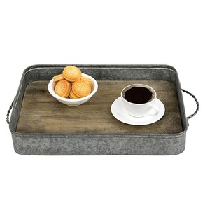 Vente chaude Rouillé Vintage Look Galvanisé Plateau De Service En Métal Pour La Maison Restaurant De Mariage Bar Ferme Parties Plateau De Service - Product Image 1