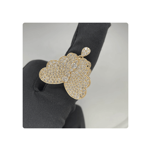 14kt Yellow Gold Butterfly Style Fashion <b>Finger</b> <b>Ring</b> with Natural VS SI Purity Diamonds - Product Image 3