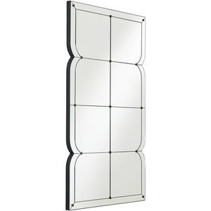 Miroir mural Art Déco avec <span class=keywords><strong>cadre</strong></span> noir et rosace en <span class=keywords><strong>verre</strong></span> biseauté à 8 panneaux pour décoration intérieure moderne et glamour - Product Image 3